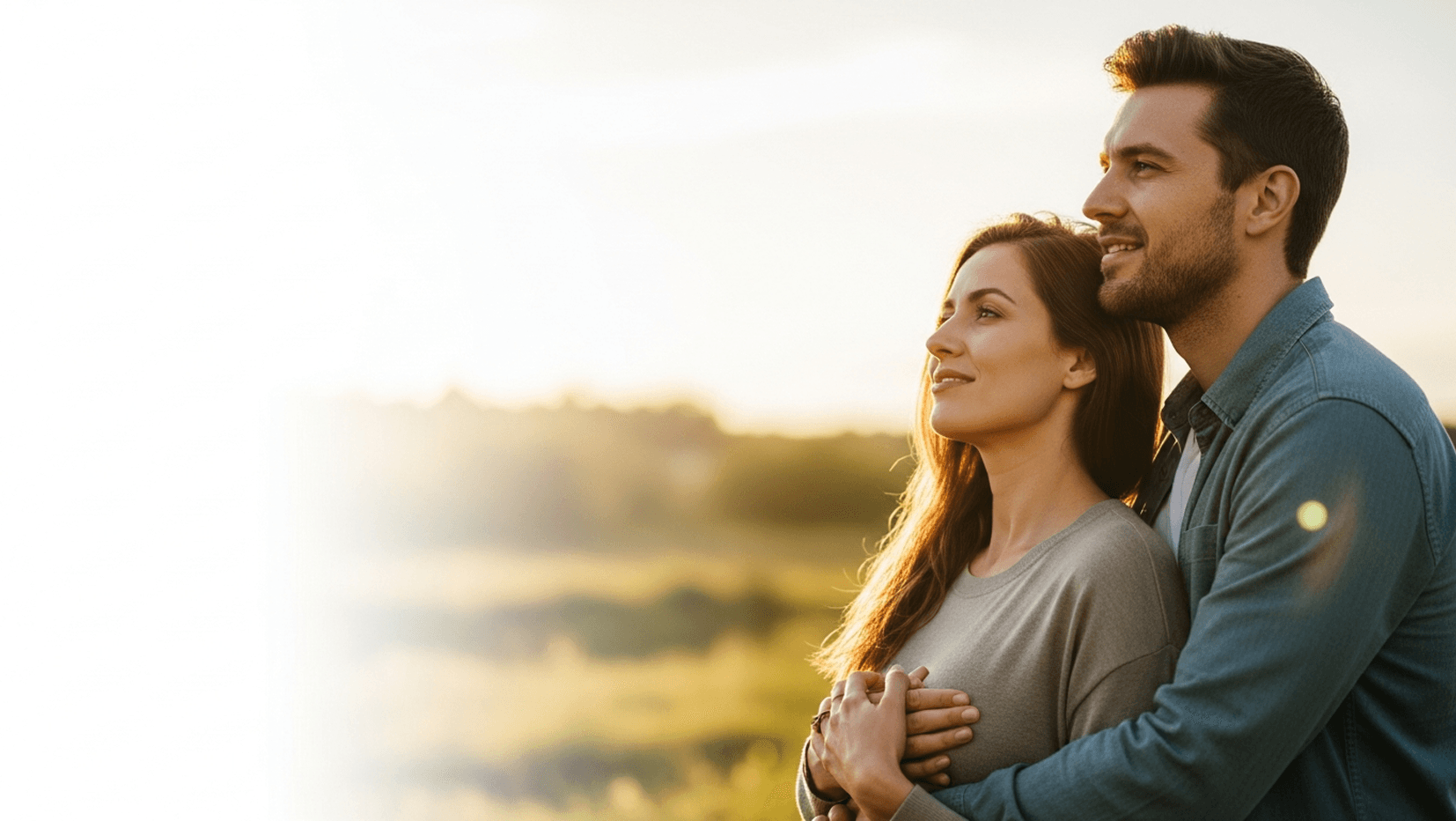 Hopeful couple looking toward the future together
